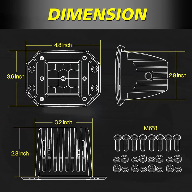 AKD Part Flush Mount LED Pods, 2pcs 84W Flush Mount LED Bumper Fog Lights Spot Beam Backup Reverse Lights Off Road Driving Light for Trucks Pickup UTV ATV Boat - Image 2